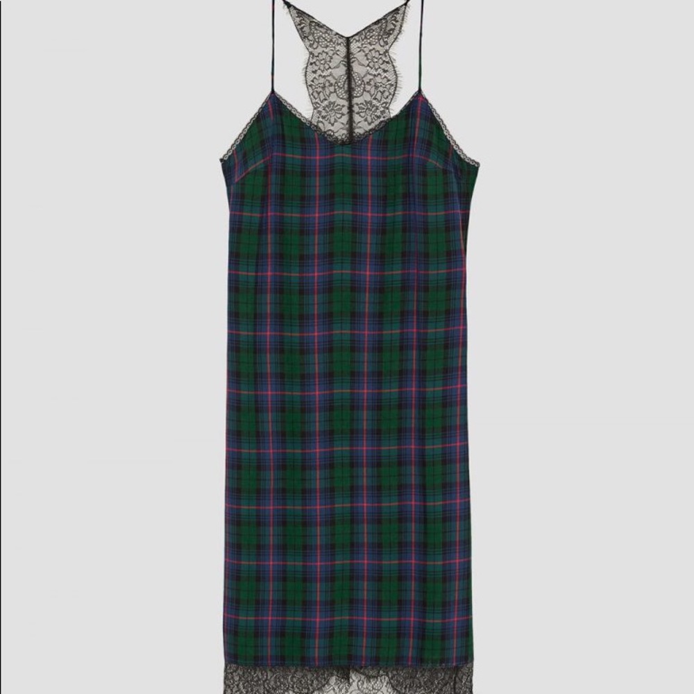 Zara tartan lace dress